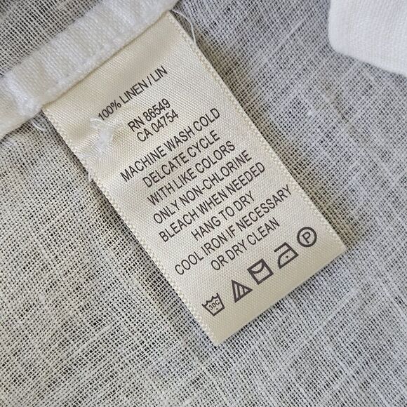 Tommy Bahama Womens M White Linen Button Shirt Pintuck Resort Sheer Beach - Picture 5 of 10